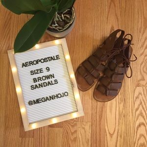 🌸 AEROPOSTALE BROWN LACE UP SANDALS 🌸